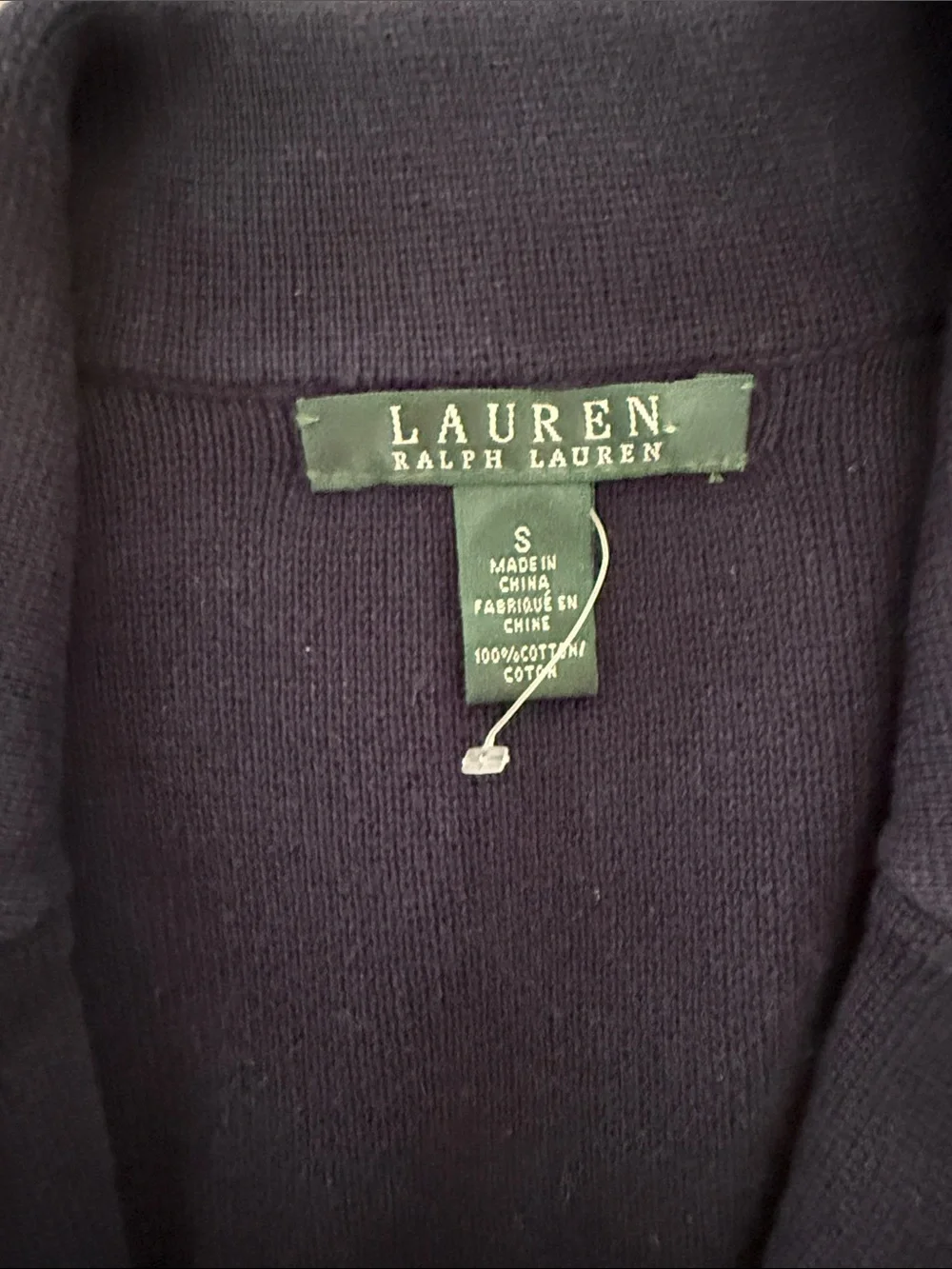 Ralph Lauren Navy Blazer with Gold-Tone Buttons Cotton Classic Sweater Jacket